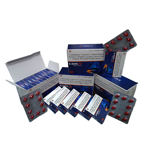 N-Bone-K2 Softgel Cap – Calcium Citrate Maleate 500mg+L- Methylfolate 1mg + Vit K2 7 45mcg + Methylcobalamin 1500 Mcg+ Pyridoxal-5 Phosphate0.5mg +Lycopene (6%) 5000mcg | Nexbon Lifesciences