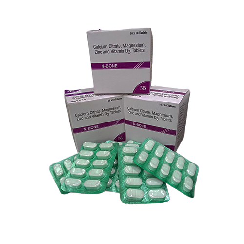 N-Bone Tab – Calcium Citrate 1000mg + Vit D3 250 IU + Zinc Sulphate 66mg + Magnesium Hydroxide 40mg | Nexbon Lifesciences