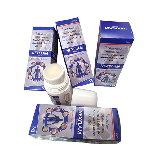 Nexflam Roll On – Diclofenac Diethylamine,Methyl Salicylate,Menthol & Linseed Oil Gel | Nexbon Lifesciences