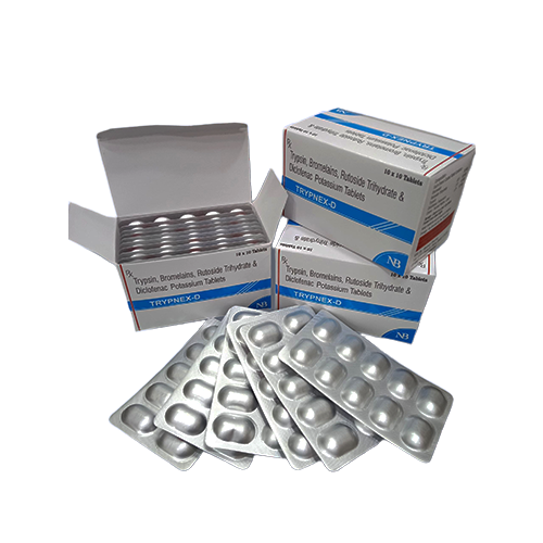 Trypnex-D Tab – Trypsin 48 Mg+ Bromelain 90 Mg+ Rutoside Trihydrate BP 100mg + Diclofenac 50mg | Nexbon Lifesciences