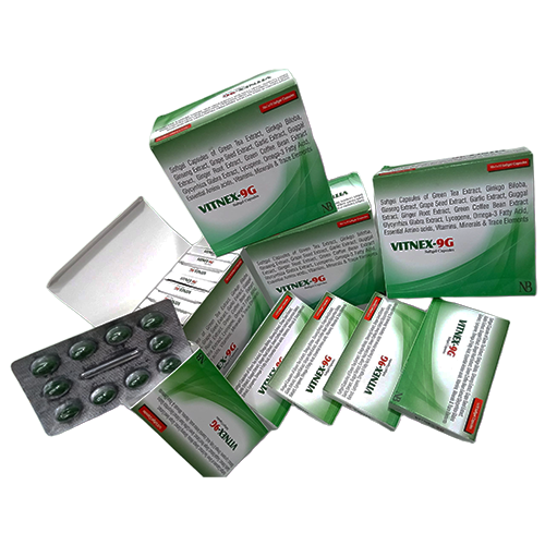 Vitnex-9G Softgel Cap – Omega 3 Fatty Acid + Green Tea Extract 40mg + Ginkgo Biloba 10mg + Ginseng Extract 42.5mg + Grape Seed Extract 15mg + Antioxidants +  Multivitamin + Multiminerals | Nexbon Lifesciences