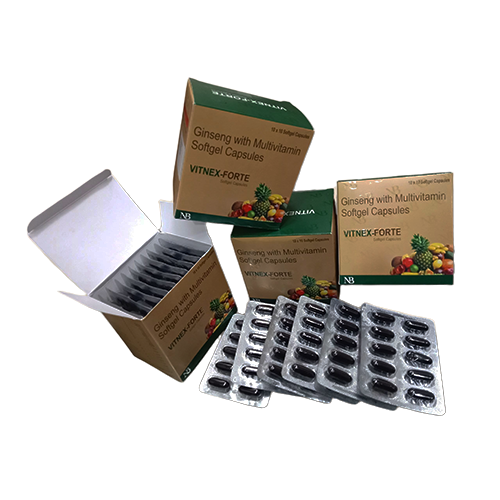 Vitnex-Forte Softgel Cap – Ginseng 40mg + Calcium 5mg + Nicotinamide 45mg + Folic Acid 1.5mg + Lactobacillus Sporogenes 60millions Spores With Multivitamins & Multiminerals  | Nexbon Lifesciences